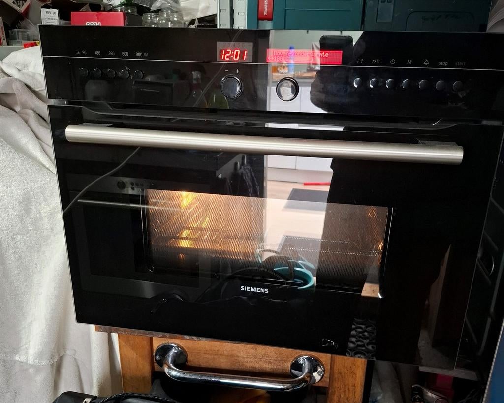 Zwarte inbouw combimagnetron Siemens HB86K670N, Witgoed en Apparatuur, Magnetrons, Ophalen, Zo goed als nieuw, Oven, Inbouw