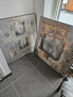 2 reliëf schilderijen 80x80 cm, Antiek en Kunst, Ophalen