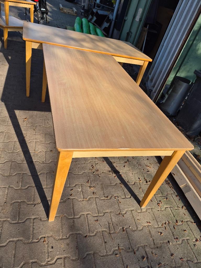 eetkamer tafel 0,90 cm X 1,80 cm 6 stuks, Ophalen, Gebruikt, 50 tot 100 cm, Vijf personen of meer