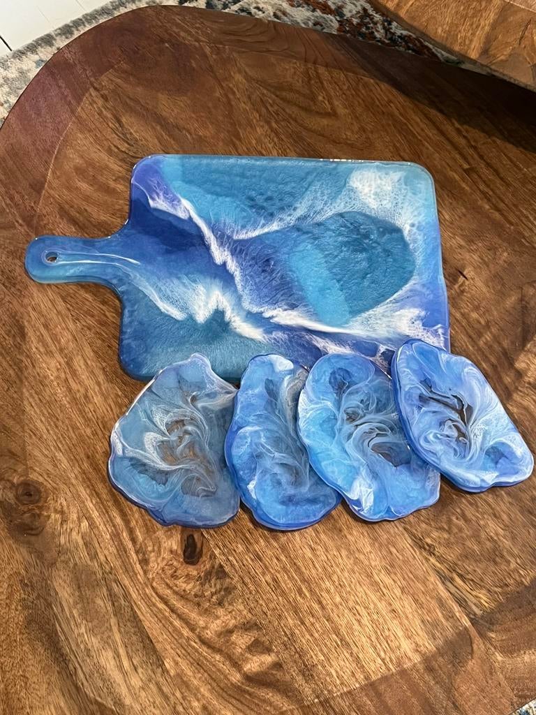 Luxe epoxy ocean borrelplank , tapasplank  moederdag, Huis en Inrichting, Ophalen of Verzenden, Nieuw, Overige vormen, Overige materialen