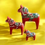 3 kleine houten zweedse Dala Dalarna rode paardjes paarden, Ophalen of Verzenden, Nieuw, Dier