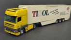 Daf 95 Space Cab Tirol koel oplegger 1:50 Tekno Pol, Bus of Vrachtwagen, Zo goed als nieuw, Verzenden, Tekno