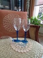 3 Vintage Kobalt Blauwe Wijnglazen / Glazen ** Mimosa **, Antiek en Kunst, Antiek | Glas en Kristal, Ophalen of Verzenden