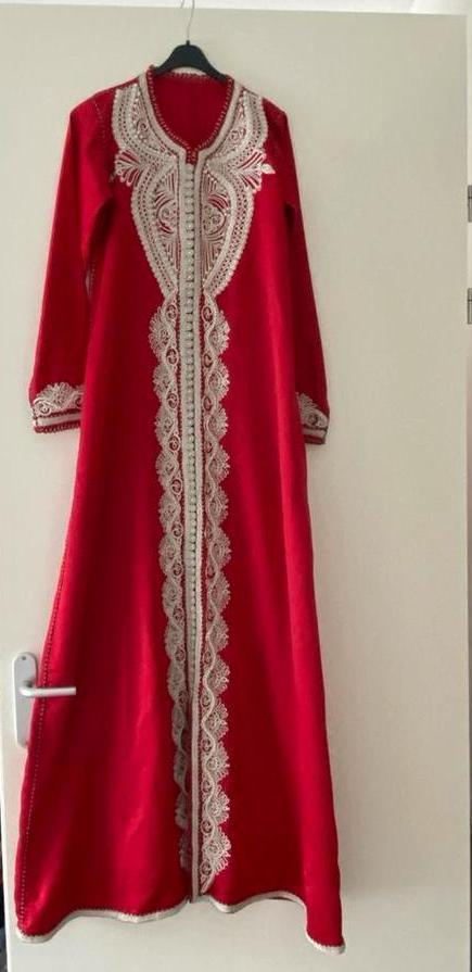 Mooie Kaftan - Marokkaanse Feestjurk, Kleding | Dames, Jurken, Zo goed als nieuw, Maat 38/40 (M), Rood, Onder de knie, Ophalen of Verzenden