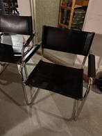 Buisframestoelen 4 stuks, Huis en Inrichting, Stoelen, Ophalen, Gebruikt, Zwart, Leer