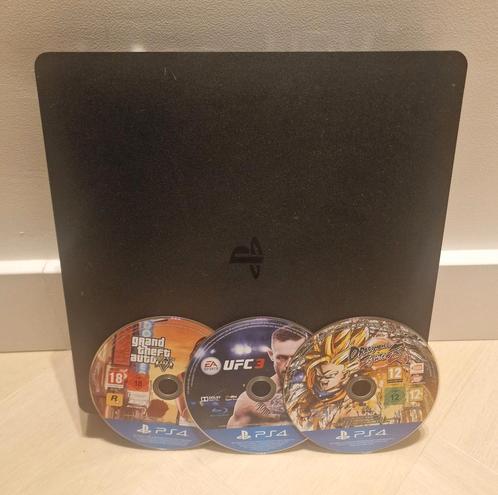 Playstation 4 Slim 1TB + Games & Stroomkabel, Spelcomputers en Games, Spelcomputers | Sony PlayStation 4, Zo goed als nieuw, Original
