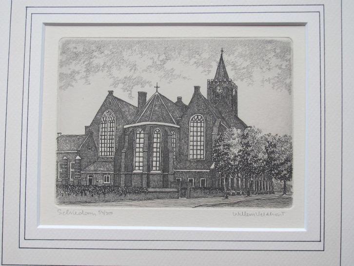 Schiedam - ets van Willem Veldhorst, Antiek en Kunst, Kunst | Etsen en Gravures, Ophalen of Verzenden