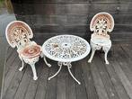 Brocante gietijzeren bistroset. Zware kwaliteit., Tuin en Terras, Tuinsets en Loungesets, Overige materialen, Gebruikt, Tuinset
