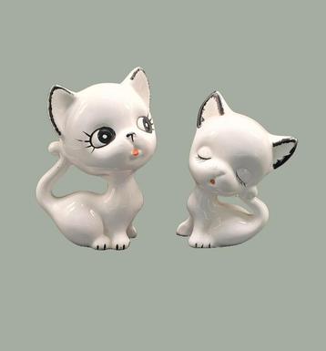 Set van 2 vintage kattenbeeldjes mid century beschikbaar voor biedingen