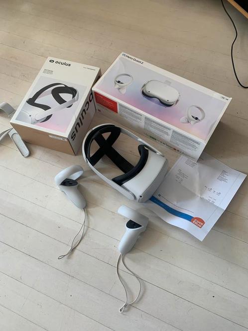 Meta quest 2 met elite strap, Spelcomputers en Games, Virtual Reality, Zo goed als nieuw, Overige platformen, VR-bril, Ophalen
