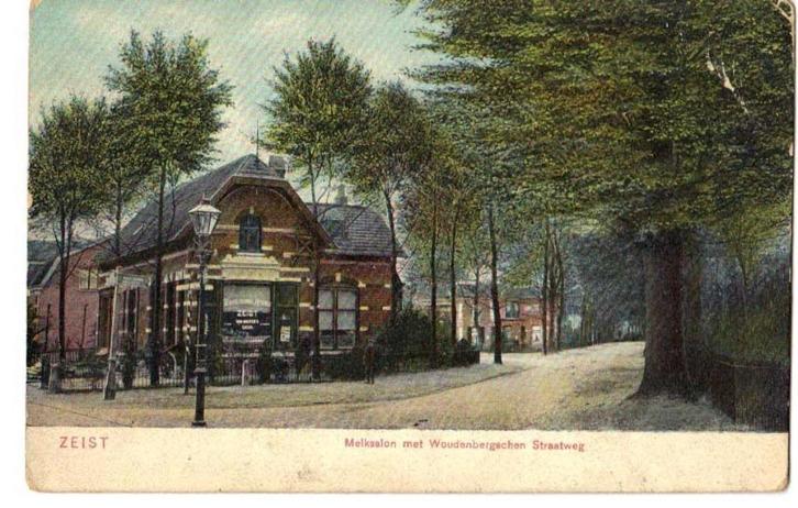 Zeist, Melksalon met Woudenbergschen Straatweg 1907, Verzamelen, Ansichtkaarten | Nederland, Gelopen, Utrecht, Voor 1920, Ophalen of Verzenden