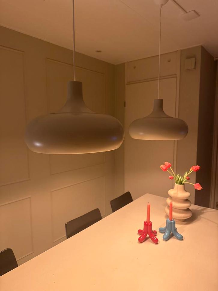 Set van 2 Beige Retro IKEA Lampen, Huis en Inrichting, Lampen | Hanglampen, Gebruikt, Minder dan 50 cm, Metaal, Ophalen