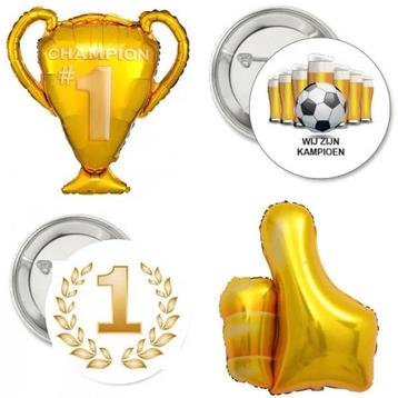 4-delige ballon en button set Kampioen beschikbaar voor biedingen