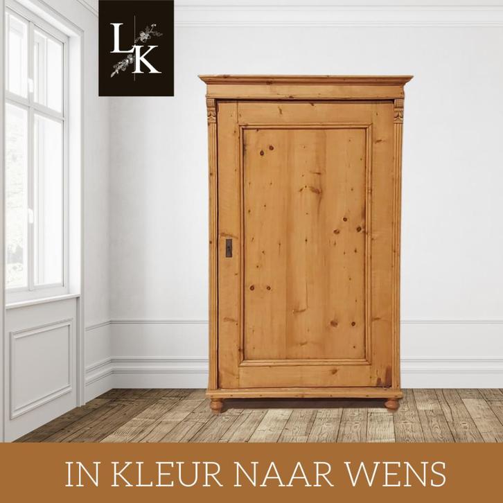 Landelijke klassieke kast, eendeurs, legkast, linnenkast, Antiek en Kunst, Antiek | Meubels | Kasten, Ophalen of Verzenden