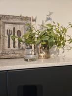 Glazen vaas met metal look coating, Ophalen of Verzenden, Groen, Glas, Minder dan 50 cm