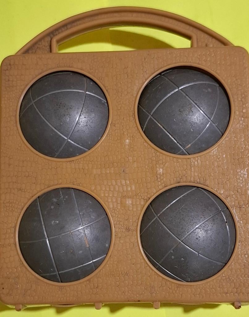 setje van 4 Petanque (Jeu de Boule)ballen met meetlint, Vijf spelers of meer, Ophalen of Verzenden, Zo goed als nieuw, Francois