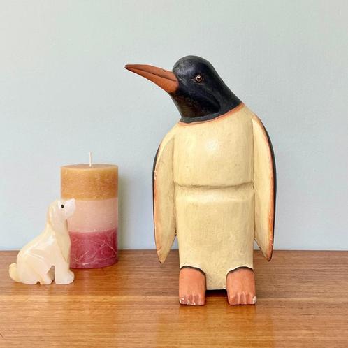 vintage PINGUIN beeld hout antiek brocante object 21cm groot, Antiek en Kunst, Kunst | Beelden en Houtsnijwerken, Ophalen of Verzenden
