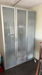 Kledingkast grijs glas hout en metaal, Ophalen, Gebruikt, 200 cm of meer, Glas