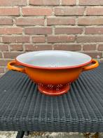 Vintage emaille vergiet, 2 sts, kleur oranje & mintgroen!, Ophalen of Verzenden