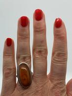 Z106 Prachtige zilveren ring barnsteen maat 19, Ophalen of Verzenden, Zilver, Ring, Met edelsteen