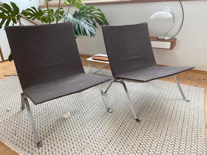 VERKOCHT PK22 canvas 2003 Poul Kjaerholm, Huis en Inrichting, Fauteuils, Zo goed als nieuw, 75 tot 100 cm, Ophalen of Verzenden
