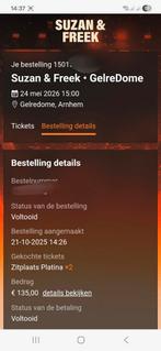 Suzan en Freek 2 zitplaatsen platina 24 mei 2026, Tickets en Kaartjes, Evenementen en Festivals, Twee personen