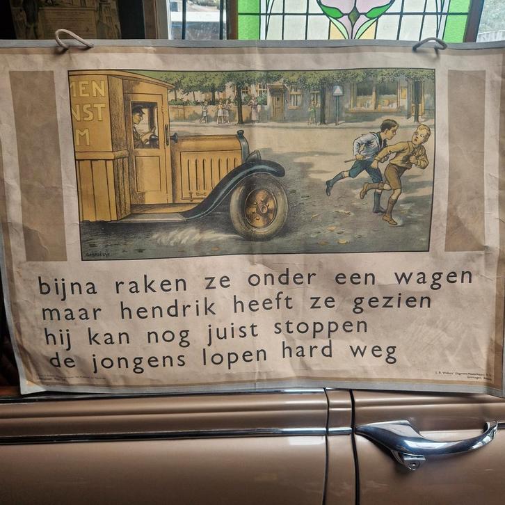 Antieke schoolplaat 1920, Antiek en Kunst, Curiosa en Brocante, Ophalen of Verzenden