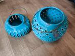 2x Turquoise Kandelaar windlichten Riverdale, Ophalen, Zo goed als nieuw, Overige materialen, Minder dan 25 cm