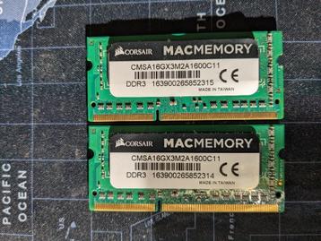 2x8GB = 16GB DDR3 1600 MHz laptop Geheugen Corsair MacMemory beschikbaar voor biedingen