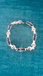 Schakel Armband met rubberen rondjes en stalen schakels FIBO, Ophalen of Verzenden, Nieuw, Zilver, Staal