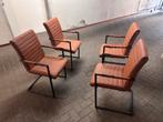 4 Leren Stoelen met Armleuning - Gebruikt, Huis en Inrichting, Ophalen, Gebruikt, Bruin, Leer