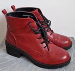 Rode veterlaarsjes met zwarte hak - maat 38, Kleding | Dames, Lage of Enkellaarzen, Ophalen of Verzenden, Onbekend, Gedragen