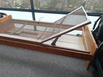 Stevig eikenhouten bed met Auping spiraalbodem, 90 cm, Eenpersoons, Bruin, Ophalen of Verzenden