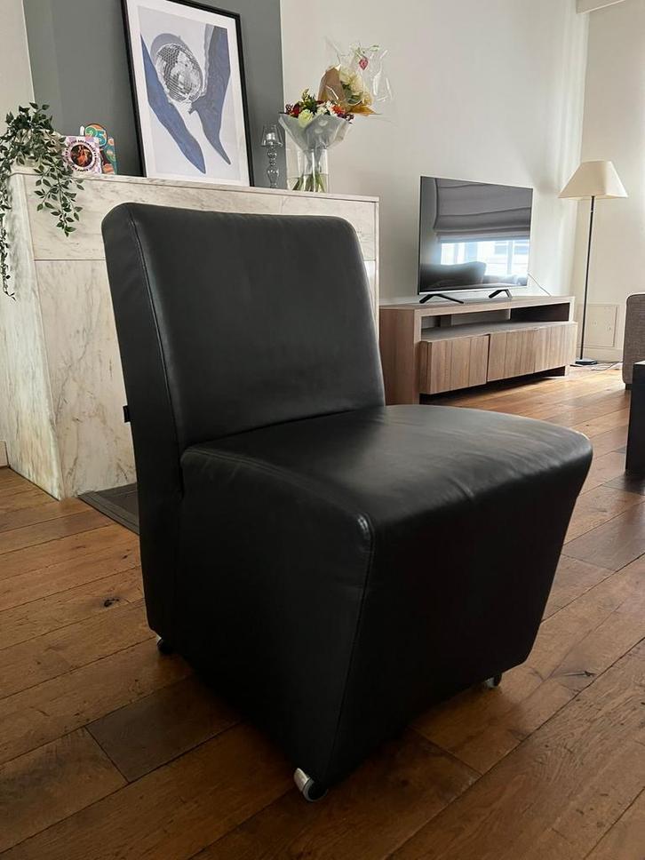 Zes industriële eetkamerstoelen (Mountain van Station7), Huis en Inrichting, Fauteuils, Zo goed als nieuw, Leer, Minder dan 50 cm
