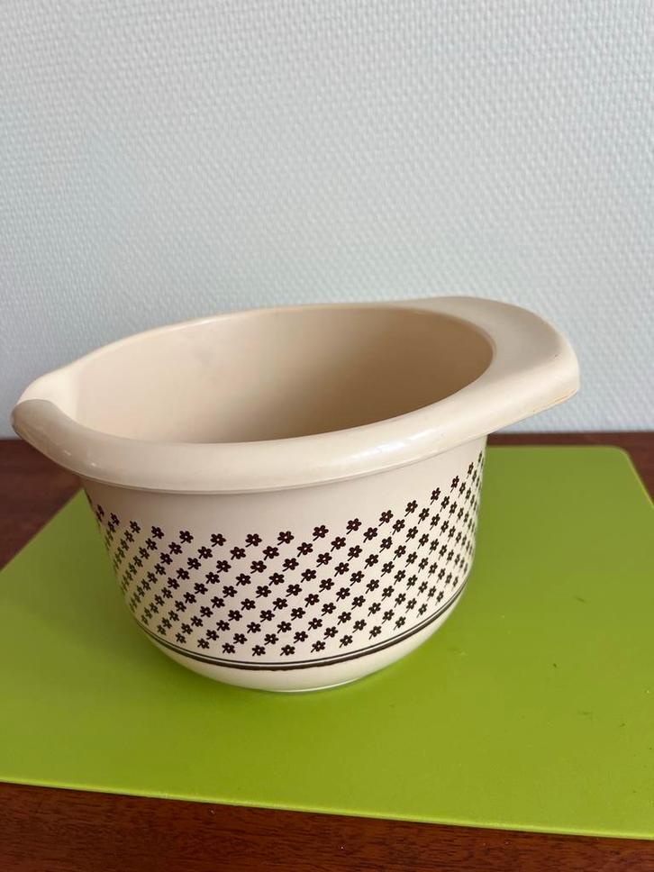 Vintage Emsa Beslagkom Cremekleurig Bloemen, Verzamelen, Retro, Ophalen of Verzenden