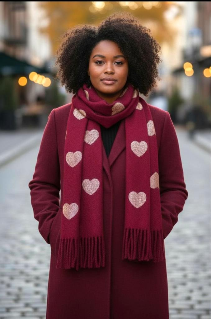 Sjaal met hartmotief, Kleding | Dames, Mutsen, Sjaals en Handschoenen, Nieuw, Sjaal, Ophalen of Verzenden