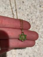 Vintage Anna + Nina ketting – goud – groene bloem, Nieuw, Ophalen of Verzenden, Goud, Overige materialen