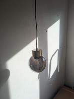 Design hanglamp messing en smoke glas rond, Ophalen, Glas, Minder dan 50 cm
