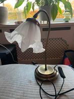 Vintage Bureaulamp met Glazen Kap, Huis en Inrichting, Lampen | Tafellampen, Ophalen of Verzenden, Gebruikt, Glas, Minder dan 50 cm