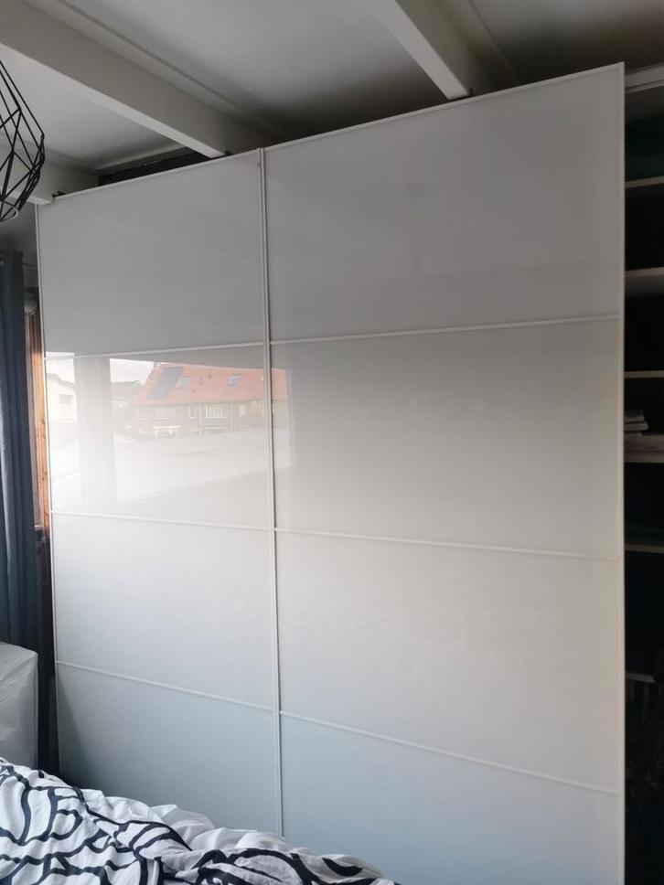 Ikea Pax Schuifdeuren - Wit Frame & Glas, Huis en Inrichting, Kasten | Kledingkasten, 200 cm of meer, 50 tot 100 cm, Glas, Ophalen