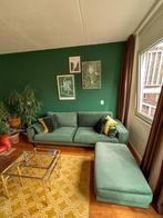 NOUS Living 3-zitsbank Torino velours + hocker donker groen, Ophalen, Zo goed als nieuw, Hout