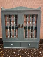 Blauw-groen kruidenrekje met 12 potjes, Antiek en Kunst, Ophalen of Verzenden