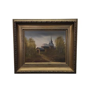 Vintage olieverf schilderij met Kerk VD Horst, jaren 60 beschikbaar voor biedingen