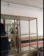 Metalen stellingkast met glazen planken, Huis en Inrichting, Ophalen, Gebruikt, 25 tot 50 cm, Minder dan 150 cm