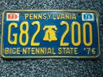 Kentekenplaat licenseplate Pennsylvania Bicentennial 76 USA, Verzenden, Gebruikt, Auto's