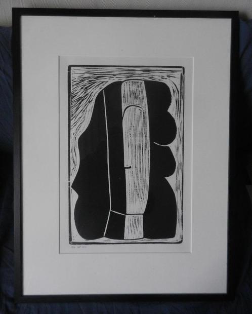 Houtsnede Kop door Mathieu Nab 2004  U2, hxb: 55,7x 37,6 cm, Antiek en Kunst, Kunst | Litho's en Zeefdrukken, Ophalen of Verzenden