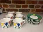 6 delige set koffieservies kop en schotels met tulp decor, Overige stijlen, Kop(pen) en/of Schotel(s), Zo goed als nieuw, Ophalen