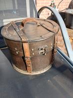 Vintage Bruine Hoedendoos Hout/Leer, Ophalen of Verzenden