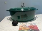 Nomar (Staub) ovale braadpan 35cm - Basilicum groen, Huis en Inrichting, Gietijzer, Ophalen of Verzenden, Zo goed als nieuw, Staub