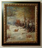 Olieverfschilderij, ree in winterlandschap, Ophalen